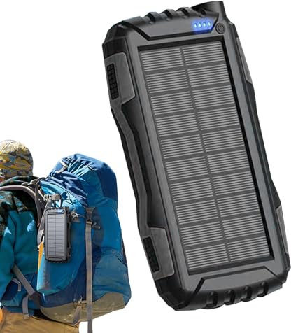 Batterie Externe Solaire Chargeur Portable | Chargeur Solaire Compact Léger pour Voyage | 42800 mAh Charge Rapide Accessoires Camping pour Téléphone, Appareils Électroniques, Sécurité