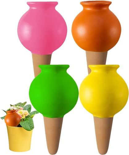 LiTaiJingNice Lot de 4 globes d'arrosage en céramique, arroseurs de plantes, pointes d'eau, système d'arrosage automatique de jardin