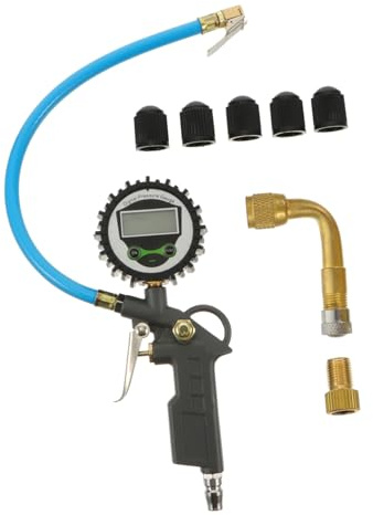 Sosoport Digital Tire Pressure Gauge Accurate Car Tire Pressure Tester with Inflation Port Easy to Grip Handle Safe Durable Design for Cars and Motorcycles
