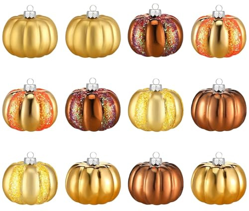 Decorazioni Autunnali, 12 Addobbi Autunnali Piccola Zucche Glitterate Per Casa, Thanksgiving Decorations