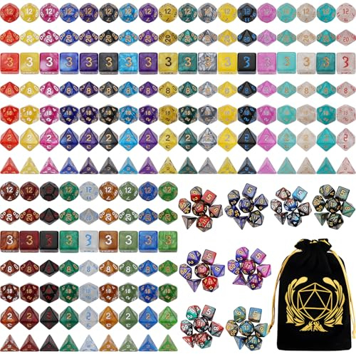 Coyeekn 35-Set DND Polyhedral Dice with Storage Pouch | 245 Total Polyhedral Dice, 7 Per Set, 35 Complete Dice Sets (D4-D20), Great for D&D, MTG & Tabletop RPG Games