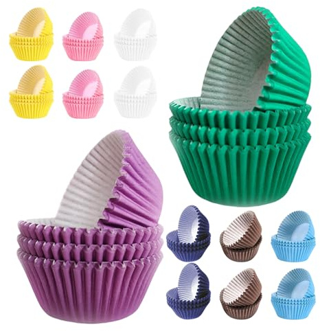 HOODANCOS 800 Cápsulas de Papel para Cupcakes Resistentes Grasa Moldes Pequeños para Muffins 8 Colores Surtidos Base Reforzada para Hornear Snacks Bombones y Galletas Fiestas y