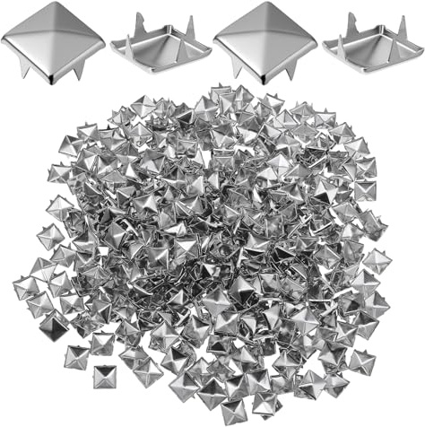 Matwsec 500 Stück Nieten 10mm Quadratische Ziernieten Metall Studs Pyramiden Nieten Set für Schuhe Lederband Handschuhe Kleidung