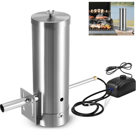 Kaltrauchgenerator für Räucherofen mit Pumpe Elektrisch, Edelstahl Smoker Zubehör Kompakt für Kalträuchern Von Fisch, Fleisch & Käse 3-4H Dauerrauch,Kalträucherofen