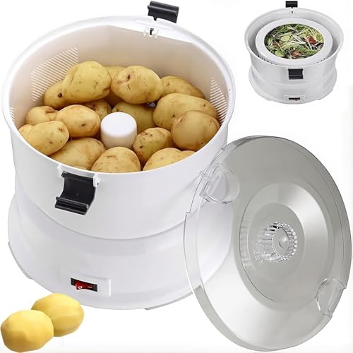 Pelapatate Elettrico, Affettatrici Elettriche da 1 Kg Con, Pelapatate Automatico In 1 Minuto, Blocco di Sicurezza Rotante Pelapatate Automatico per Cucina Domestica Pelare Patate e Disidratare Verdure