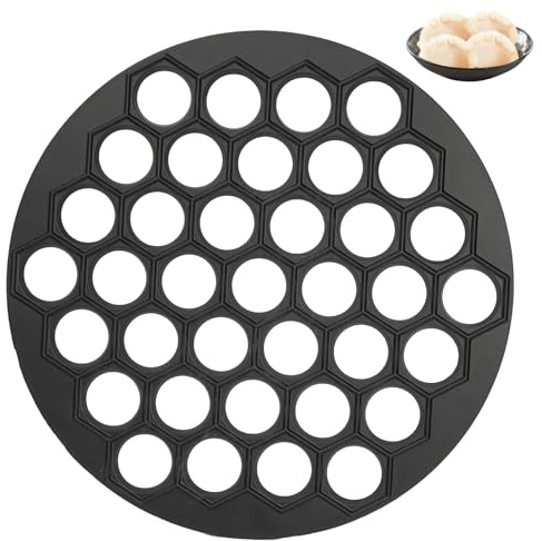 Pelmeni Maker Metall, Maultaschenform Dumpling Form für Jiaozi, Ravioli, Empanadas & Pirogi, Handgemachte Teigform mit Schneidefunktion, Easy Clean Zeitsparend, Uniforme Größe, Schwarz Küchenhelfer