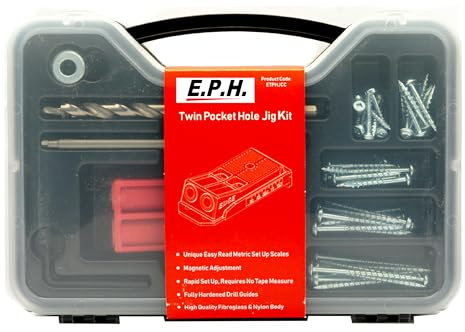E.P.H. Pocket Hole Jig Starter Kit in a Carry Case with Mixed Pocket Hole Screws - ETPHJCC