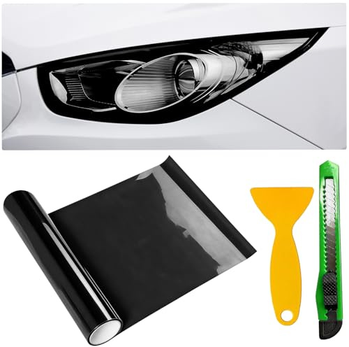 Car Headlight Tint Film 30x120cm, Headlight Tint Vinyl Smoke Film | UV Resistant, Self Adhesive Smoke Cover for Headlights, Taillights, Fog Lights, Cuttable, Waterproof, Scratch Resistant