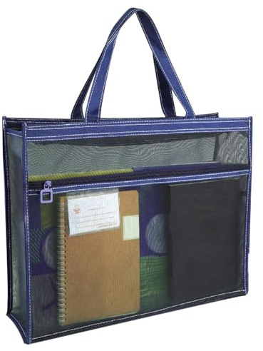 A3 ritväska med nätstruktur - genomskinlig portfölj, dragkedja för läromedel, bärbar konstmapp, nätväska | För skola, kontor, hobby med robust bärhandtag i nylon