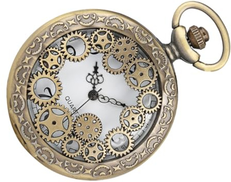 Ciieeo Vintage Taschenuhr aus Legierung mit Römischem Zifferblatt | Goldfarben, Inklusive Hängekette, Leicht für Tägliches Tragen, als Geschenk Geeignet