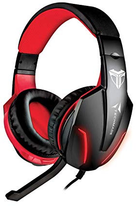 Techmade TM-FL1 Set Cuffie, Rosso/Nero