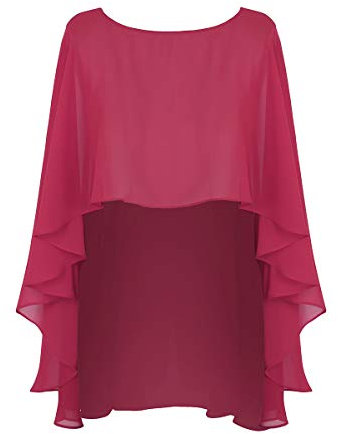 Freebily Damen Stola Schal Chiffon Poncho Cape Umschlagtuch Umhang Bolero Jacke zu Brautkleid Abendkleid Ballkleid Hochzeit Abend Gala Burgundy One Size