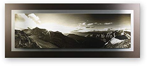 Kreative Feder 3D Metallic-Wandbild aus gebürstetem Alu-Verbund | Bergsteigen | modernes Designer Bild in XXL | 100 x 40 cm