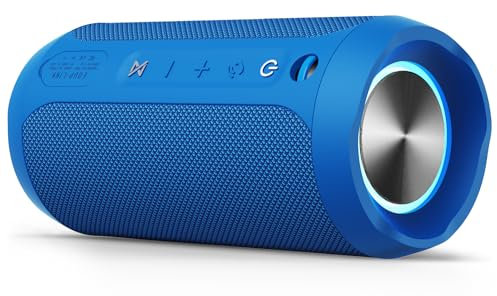 EDUPLINK Bluetooth Speaker, Portable Wireless Speakers, Waterproof IPX7 Speaker, TWS Pairing Stereo, Long Playtime for Home, Travel, Blue