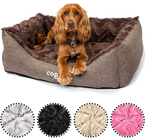 CopcoPet Hundebett Pia Orthopädisch Rosa 80 x 60 cm – Kuscheliges Hundekörbchen mit Visco-Füllung – Waschbar, rutschfest, pflegeleicht, bequem & gelenkschonend – Für kleine Hunde