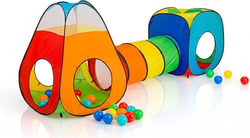 NUBUNI 3 in 1 : Spielzelt Kinderzelt : Babyzelt mit krabbeltunnel : Teiliges Bällebad : Spielzelt Babyzelt : Spielhaus mit Zelt Tasche und Tunnel : Mehrfarbig