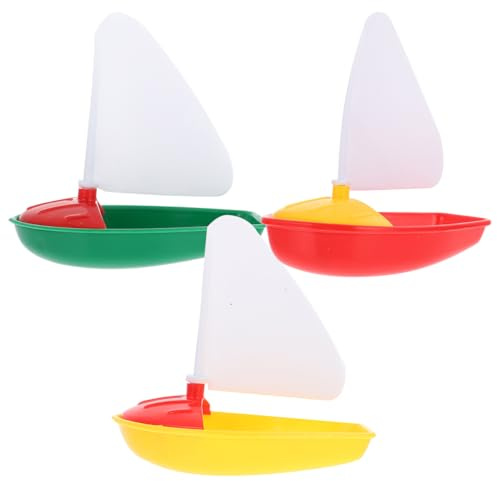 NUOBESTY Bath Toys Boat, 3pcs Plastic Sailboat Toddler Floating Pool Toys Sailing Boat for Beach, Shower, Bathtub - Todders, Kids (Assorted Color)
