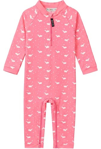 weVSwe Traje De Baño De Ballena con Corte para Bebé, Protectores contra Erupciones Rosas, Protección Solar, Traje De Baño para Niñas, Cambios Fáciles De Pañal, 6-12 Meses