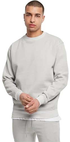 Urban Classics Grundläggande tröja för män, crewneck tröja, finns i 6 färger, enfärgad, med rund hals, storlek S till 5XL, Lightasfal, XXL