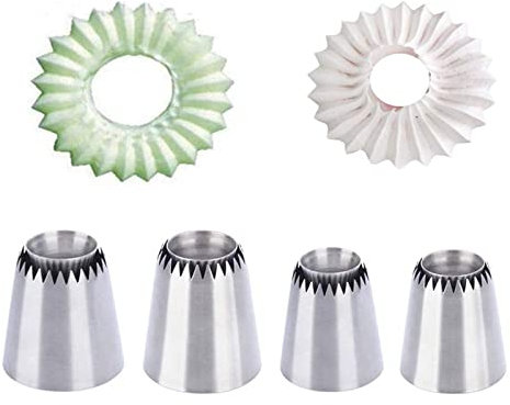 JasCherry 4 Pezzi Grande Bocchette Biscotti Decorative per Pasticceria Beccucci in Acciaio per Cupcake - Bocchette Ugelli Set per Decorazione Torte #H