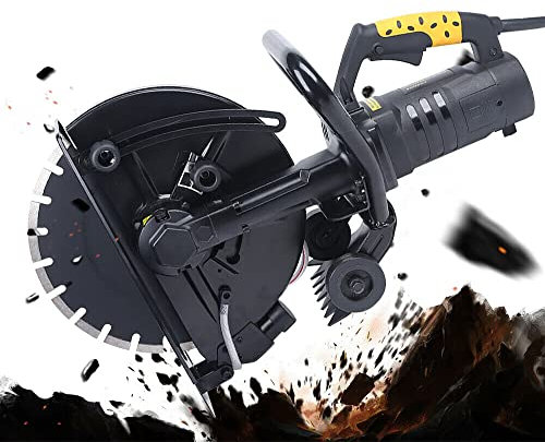 Betonsäge Elektrische 2800W Mauernutfräse Steinsäge Wandfräse, Schnitttiefe 2-12 cm, 4600 R/min Nass-/Trocken-Scheibensäge mit Wasserrohr, Wasserpumpe und Sägeblatt, Schlitzfräse für Stein und Ziegel
