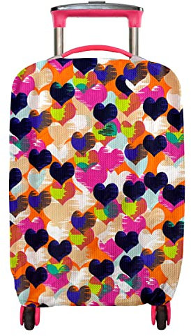 Wisdom1674 Elastisch Kofferhülle, Kratzfester Staubfester Kofferschutzhülle, Bunter Herzdruck Gepäckabdeckung Koffer Schutzhülle, Waschechter Luggage Cover für 22 Zoll Gepäck