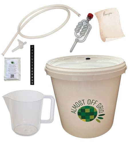 Almost Off Grid Honey Mead Wine Making Starter Kit for Beginners, Wine Making Equipment, Makes 4.5 litres or 6 Bottles, Fermenting Set for Mead Making, Traditional Mead Kit