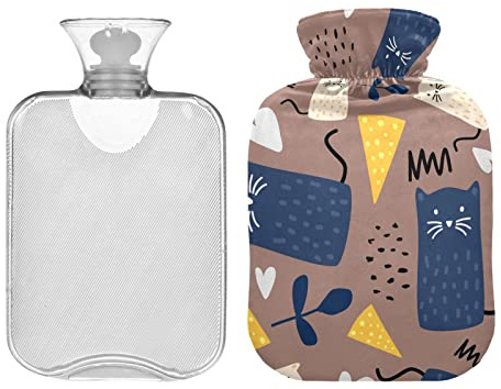 Mnsruu Wärmflasche mit weichem Bezug, Cartoon-Tiere, tolles Geschenk für Frauen, Kinder, Weihnachten, 2 l