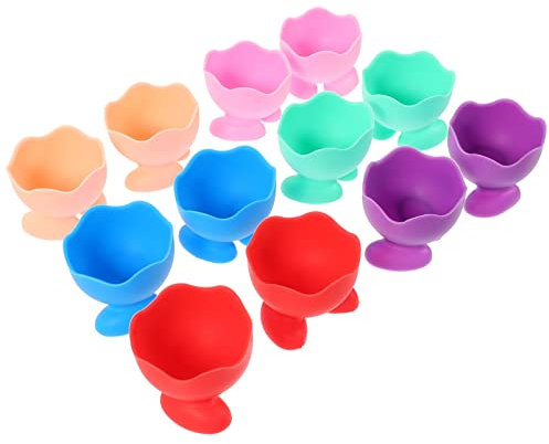 ABOOFAN Porte-œufs en Silicone 12 Pièces pour Pâques, Support Polyvalent et Résistant, pour Œufs et Éponges de Maquillage à Domicile en Restaurant Couleur Aléatoire