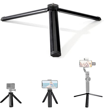 GUNGY Mini Tripod Kamerastativ Handy Stativ aus Aluminiumlegierung mit 1/4 Zoll Schraube für GoPro Smartphone Webcam DSLR Kamera Camcorder Gimbal Schwarz Länge 11cm