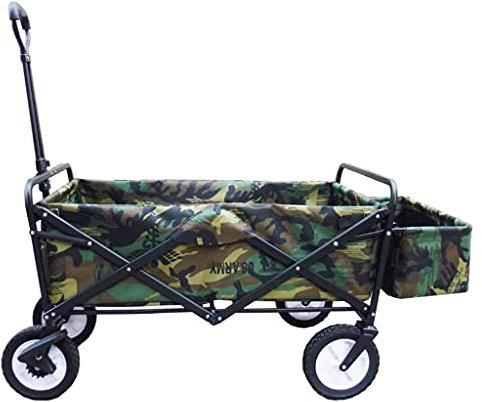 MOLVUS Garden Cart 4-wheel Folding Trolley - Foldable Pull Wagon Beach Wagon Camping Cart Portable Garden And DIY Cart - 80KG Capacityy
