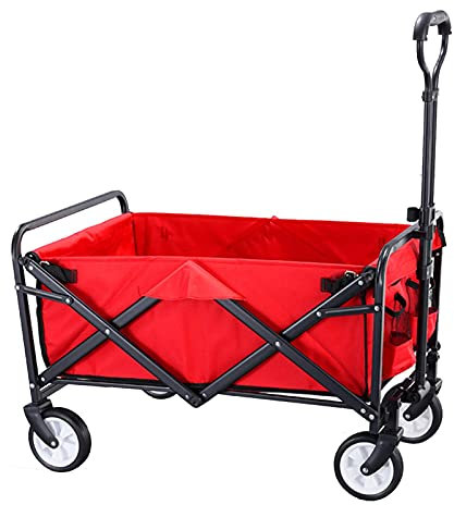 MOLVUS Outdoor Folding Utility Wagon Collapsible Outdoor Garden Utility Wagon, Transport Trolley for All Terrain, Beach Trailer, Adjustable Handle, Load-Bearing 60kg/132lbs (Style 2)