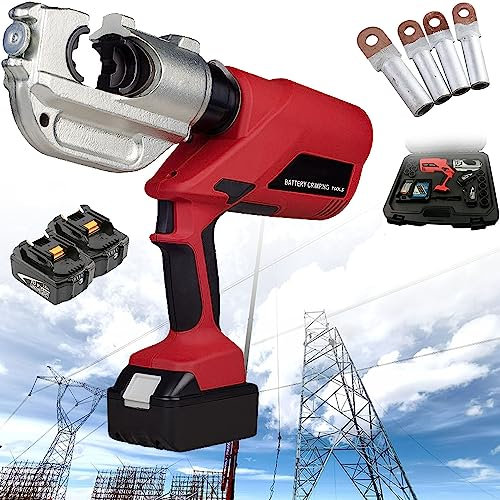 GEJLELDS Herramienta de crimpado hidráulica eléctrica, crimpadora hidráulica de Terminal de Terminal de Cable Alimentado por batería 16-400 mm², crimpadora de trinquete de Cable hidráulico Recargable