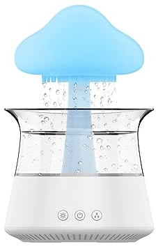 Umelee Luftbefeuchter in Regenwolkenform, Humidifier 300 ml mit 7 Bunten Nachtlichtern und 3 Regen-/Nebel Modi, Wasserbefeuchter, Raumbefeuchter für Schlafzimmer, Zuhause, Büro, Auto (Weiß)
