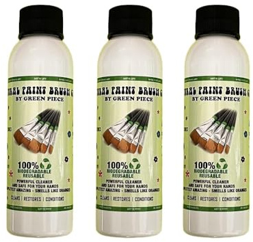 Green Piece Lot de 3 nettoyants naturels pour pinceaux de peinture humide ou sèche, pinceaux avec peinture à l'huile ou acrylique, restaure le bois et le métal - 113,4 g