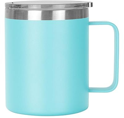 Gteller Tasse à café de 355 ml avec poignée, double paroi isotherme en acier inoxydable pour garder au chaud et au froid (bleu clair)