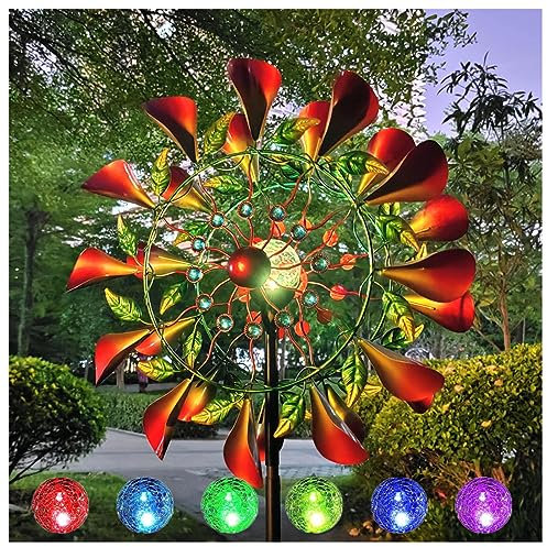 Solar Windrad Metall, 210 cm Windrad Metall, XXL Windspiele FüR DraußEn Groß, FüR Den AußEnbereich,Terrasse