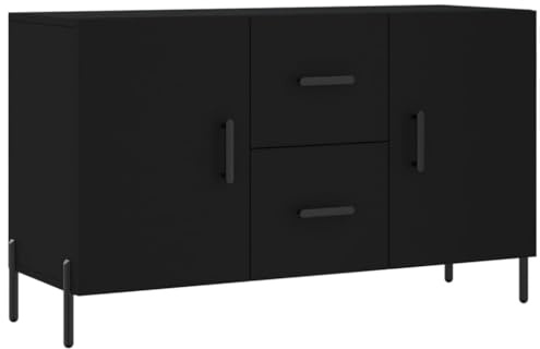 vidaXL Sideboard, Kommode mit viel Stauraum, Mehrzweckschrank Anrichte für Wohnzimmer, Schrank Beistellschrank Metallbeine, Modern, Schwarz Holzwerkstoff