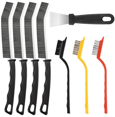 Spazzola per la pulizia,8 pezzi Kit Spazzola Pulizia Fessure Delle Fessure Con Setole Dure,Spazzola Multifunzionale Per La Pulizia Delle Fessure, Essenziale per la casa, Strumenti per la pulizia del