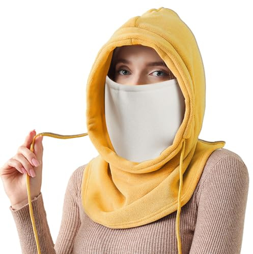 AYPOW Thermo Fleece Sturmhaube für Damen, Winter Warm Verdickt Winddicht Gesichtshaube Skimaske, Multifunktionale Thermo Fleece Kapuze Mütze mit Nackenwärmer Halswärmer, zum Laufen Radfahren Outdoor