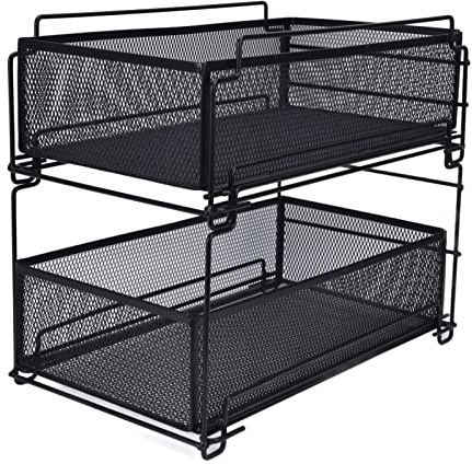Küchenschrank Organizer, 2 Etagen Küchenregal Schubladen Regal Unter Waschbecken Regal Schublade Ausziehkorb Bad Organizer Gewürzregal für Küche Schrank Arbeitsplatte