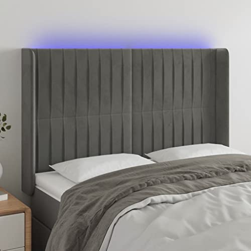 CKioict Betthaupt Wandkissen Bett Bettkopfteil Schlafzimmer LED Kopfteil Hellgrau 147x16x118/128 cm SamtGeeignet für Schlafzimmer, Gästezimmer, Schlafsaal