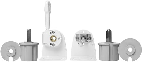T-TENDA - Kit Accessori per Riparazione delle Tende da Sole, con Coppia di Staffe a Parete/Soffitto, Arganello, Perno Estraibile, Calotta con Perno e Foro, Made in Italy, 60mm Diametro, Colore Bianco
