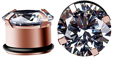 Stfery Ohrringe Plugs Männer 5-20mm, 2 STK Plug Chirurgenstahl Roségold Ear Plug Tunnel Mit Zirkon