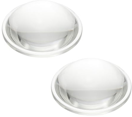 PATIKIL Lentille Convexe Plate Diamètre 50mm, 2 Pcs Hauteur 19mm Verre Borosilicate Haut LED Lentille Optique Convexe Condenseur Avec Bord Pour Lampe Torche Voiture, Transparent 3mm