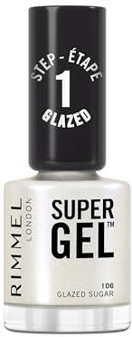 Rimmel Super Gel, 106 Glazed Sugar, Long-Lasting Nail Polish, Glazed Finish, Easy Application, Gel-like Manicure, Chip Resistant, Clean Formula, 12ml