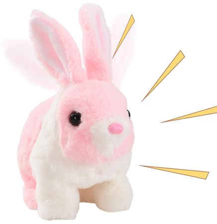 Hogvinnatil Juguete conejito realista, juguete conejito eléctrico realista, Figura de conejo de salto eléctrico realista, Pasar el peluche conejito para niños niños