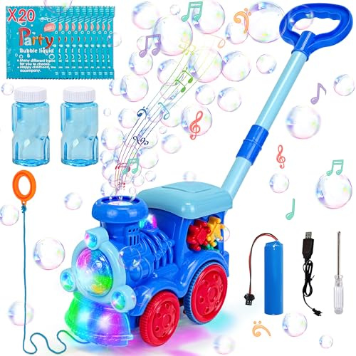 Goenb Machine À Bulles, Bubble Music Train avec Lumière Bubble Machine Tondeuse À Gazon Jouets D'extérieur pour 1-6 Ans Bambins Enfants pour Noël Fête Anniversaire Cadeaux