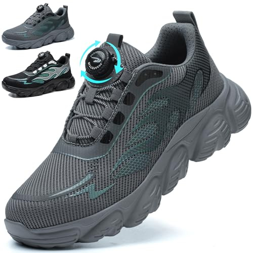 Mitudidi Scarpe Uomo Antinfortunistiche Scarpe Antinfortunistiche Leggere Unisex Scarpe Antinfortunistiche Uomo Leggere Anti-sfondamento Resistenza all'Erborante Antiscivolo Sneakers Grigio 42 EU