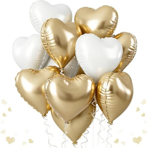 Herz Folienballons, 18 Zoll Herz Helium Luftballons,Herzluftballons Beige Gold,Hochzeit Herzballons Herzform Folienluftballon, Herzluftballons Valentinstag Geburtstag Verlobung Muttertag